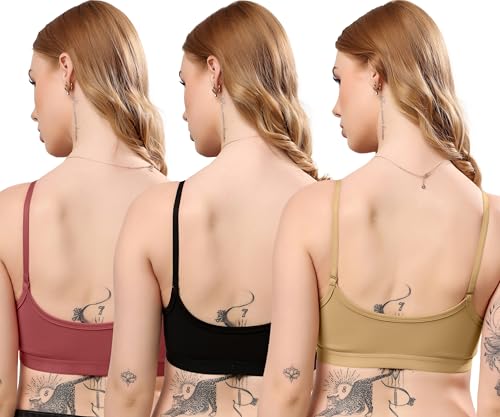 Image of London Hills Women's Cotton Sports Bra for Women Solid Bra Wireless & Non Padded Full Coverage Soft Hold Straps Super Combed Cotton Elastane Stretch Full Coverage Slip-On Active Bra