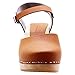 Bjork Margareta Mid-Heel Wooden Swedish Clog Sandals (EU-39, Cognac Oiled)