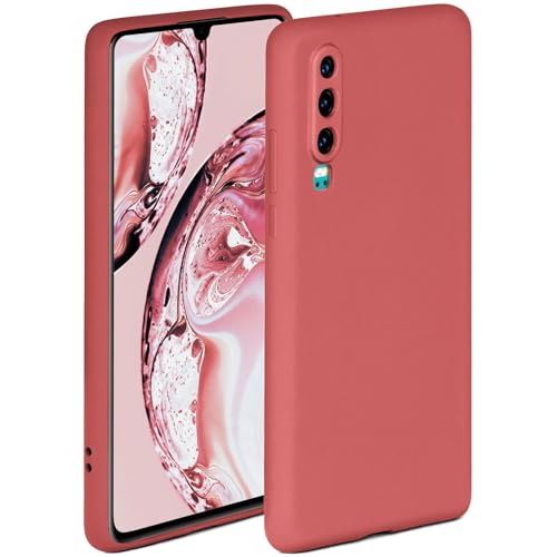 Custodia morbida compatibile con Huawei P30 bordo rialzato per la protezione dello schermo a doppio strato opaco silicone rosso