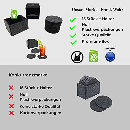 Frank Waltz Filzuntersetzer Glasuntersetzer Rund 15er Set – Waschbare Premium Getränkeuntersetzer Aus Hochwertigem Filz… – Bild 8