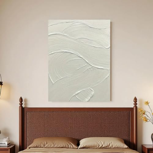 Tableau abstrait moderne pour salon chic image murale blanc crème - 4