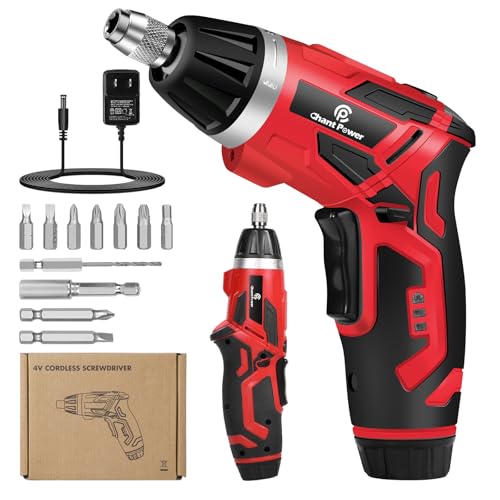 C P CHANTPOWER Cordless Electric Screwdriver Set，6+1 Torque Gears,1/4'' Hex Self-Lock Chuck, 4V...