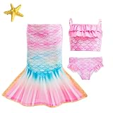 JkidINSP 4Pcs Little Girl Bikini Swimsuit, Cute Princess Skirt Kids Bathing Suit 6-7Y Pink
