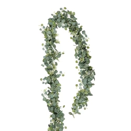Marooma 2 Piezas de Hojas Artificiales de Eucalipto, Coronas de Hoja Perenne de Primavera de 70,8 Pulgadas de Largo, Guirnaldas de Boda, Plantas Colgantes Falsas para Decoración