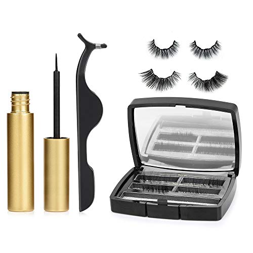 Preisvergleich Produktbild Covok Magnetische Falsche Wimpern 3D,Magnetische Falsche Wimpern,Wiederverwendbare Kunstfaser KüNstliche,Natural Look KüNstliche Wimpern,Wasserdichtem Langlebigem (2 Paare)