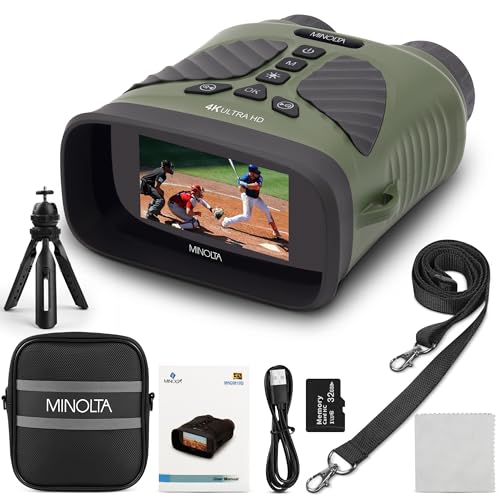 Minolta MNDM10B 10x25 Digital Night Vision Monocular with 4K Ultra HD Camer
