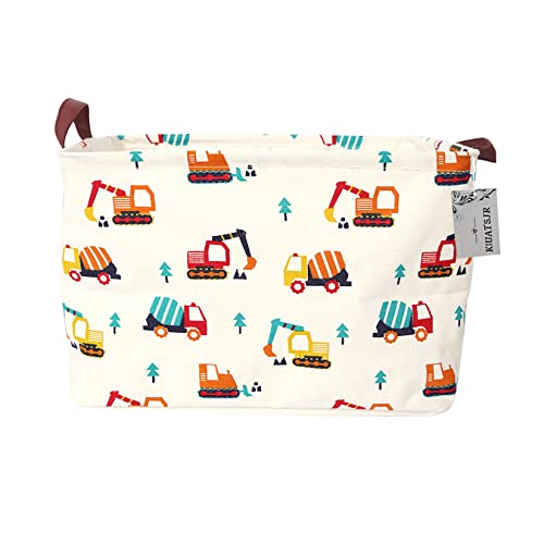 Image of Rectangle Storage Basket Cute Canvas Organizer Bin for Pet /Children Toys, Books, Clothes Perfect for Rooms /Playroom (Cars)