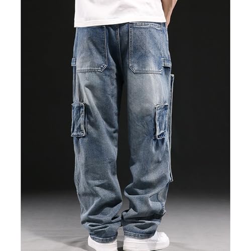 Men's Jeans Relaxed Fit Y2k Baggy Jeans Trendy Hip Hop Motorcycle Pants Straight Leg Skater Loose Denim Jean4