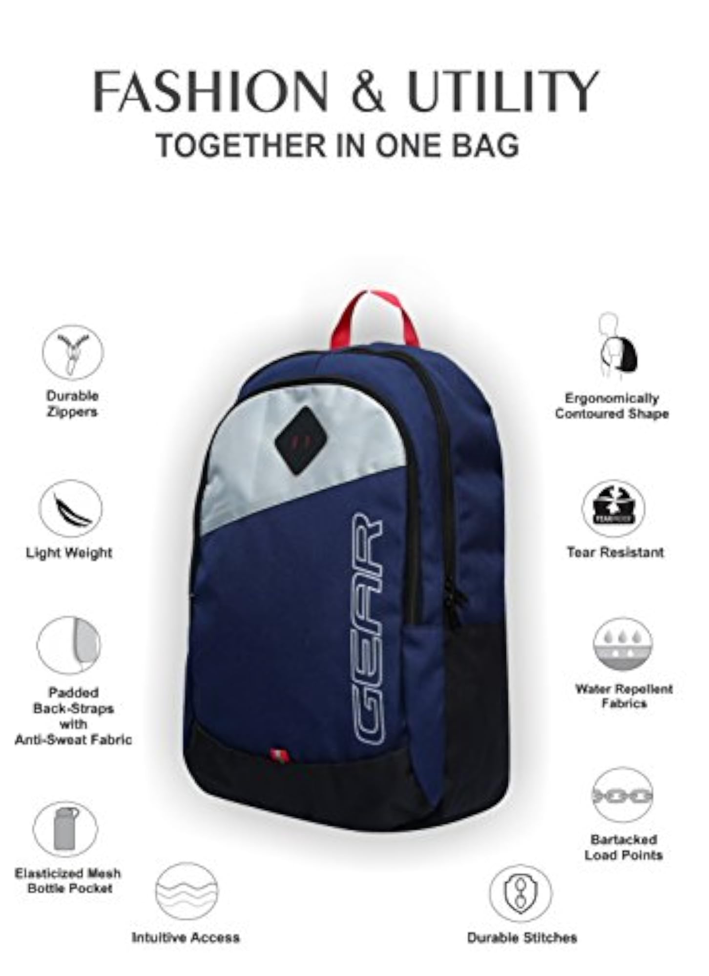 Blue Casual Backpack, 21 L