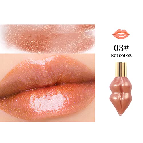Melemando 6 Color Glossy And Sparkle Plumping Lipgloss Moisturizing Lip Plumper Shiny Jelly Lip Gloss，Shine Lip Sexy Plumping Lip Glossy, Long Lasting Nourishing Liquid Lipstick. (03 Koi) #TOP1
