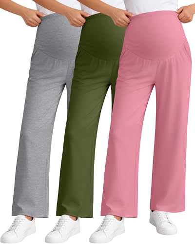 Maternity pants 3-pack over-the-belly wide-leg lounge pants