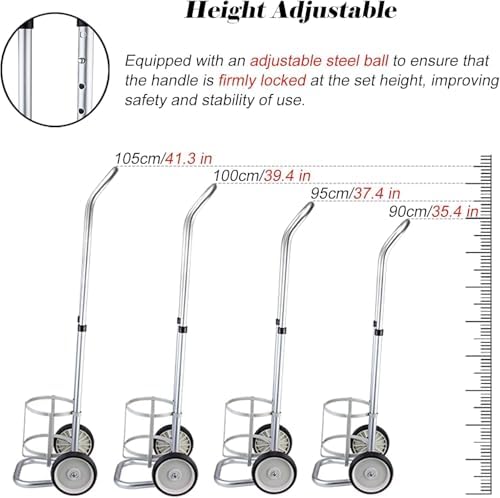 Adjustable Oxygen Cylinder Rack Trolley, Lightweight Aluminum Alloy Cart for Secure Transport in Hospitals, Labs, and Homes,Diameter 5.7 inch