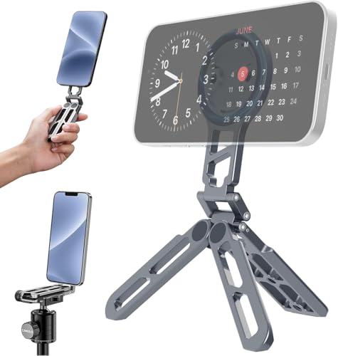 マグネット式ポケット電話三脚 折りたたみ式 スマホホルダー iPhone 15/14/13/12 Plus Pro Maxシリーズ対応 アップグレードミニ携帯電話三脚マウントハンドル スマートフォンデスクスタンド 旅行 オールインワンのサムネイル