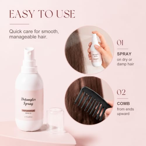 Image of Easyouth Detangler Spray, 1.7 fl Oz 50 ml, Lightweight Hair Detangling Spray, Helps Smooth Knots and Improve Manageability, Easy Combing and Styling, for Women, for Daily Use