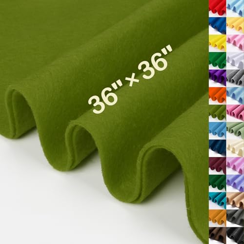 Image of XSEINO Campsite Green Large Felt Fabric 36 inch X 36 inch(1 Square Yard), 1.4 mm Thick Soft Felt Fabric Sheet for Crafts, Green Series Colors Soft Nonwoven Fabric, Fit for Decoration, Sewing, DIY Crafts