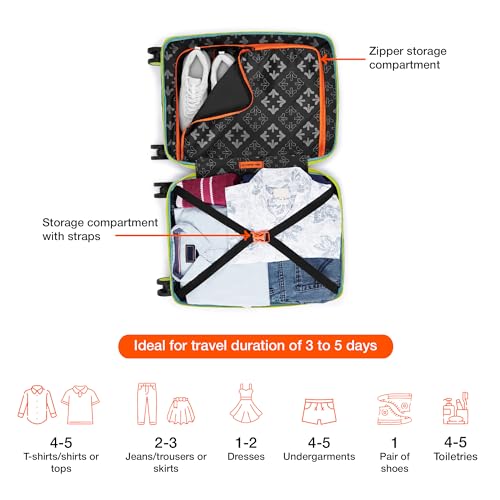 Image of Nasher Miles Cairo Hard-Sided Polypropylene Cabin Luggage 20 inch | 55cm | 8 Wheels Small Trolley Bag for Travel | Suitcase (Pastel Green & Neon)