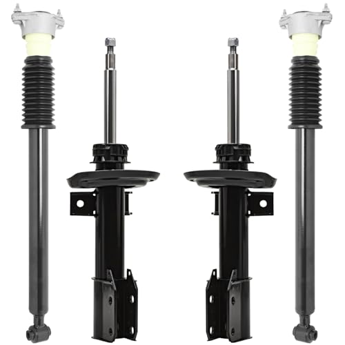 Image of Detroit Axle - Front Bare Struts Shocks for 2013-2015 Mercedes-Benz GLK250 2010-2015 GLK350, 2 Front Bare Strut Shocks Assembly 2 Rear Shock Absorbers 2014 Replacement