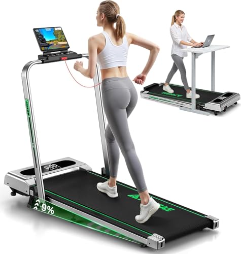 Tapis de Course, FOUSAE Walking Pad Électrique Pliable avec Pente 9%, 12 km/h, Moteur 2.75 HP, Surface Large 40 cm, Télécommande, Écran LED, Cadre Renforcé, 158kg Max, pour Maison, Bureau