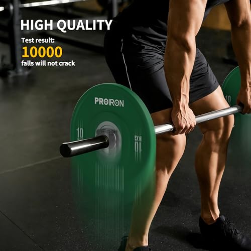 PROIRON Olympic Bumper Plates, 2" Solid Rubber Weight Plates for Barbell Strength Training and Weight Lifting, 5kg 10kg 15kg 20kg 25kg, Single or Pair - Image 5