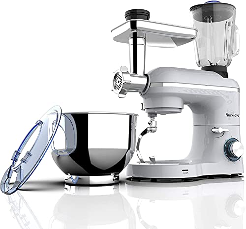 3 in 1 Stand Mixer, 850W 6.5QT Kitchen Food Mixer with Tilt-Head 6 Speed, Electric Standing Mixers with Dough Hook, Whisk, Beater, Meat Blender and Juice Extracter, Silver