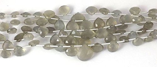 1 Strand Natural Light Grey Moonstone Faceted Heart Shape Briolette Beads 6X6-12X12Mm Gemstone Beads,7" Long Strand #TOP3