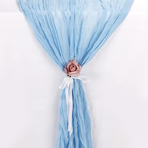Avitorry 6Pcs Baby Blue Cheesecloth Table Runner 10Ft Gauze Cheese Cloth Table Runner 120 Inches Long Cheesecloth Table Runner Bulk For Wedding Bridal Baby Shower Boy Birthday Party Table Decorations #TOP3