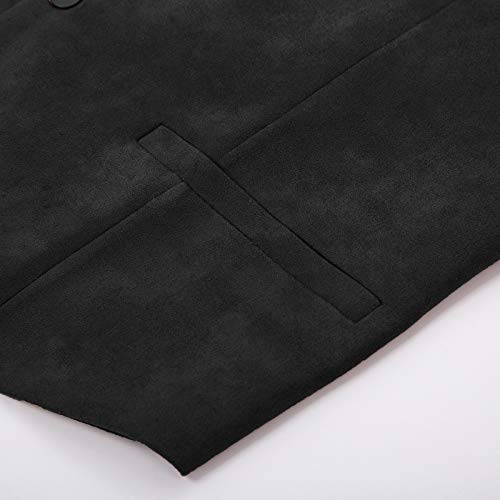 PJ PAUL JONES Mens Faux Suede Leather Suit Vest Western Cowboy Dress Vests with Pockets4
