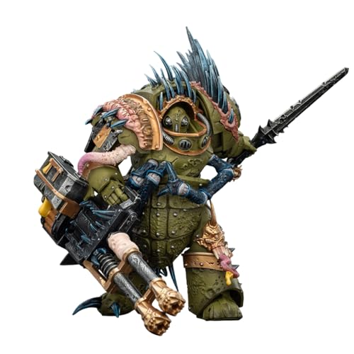 Image of JOYTOY Warhammer 40,000 1 /18 Action Figure Death Guard Blightlord Terminator 1 with Reaper Autocannon and Bubotic Blades Collection Model