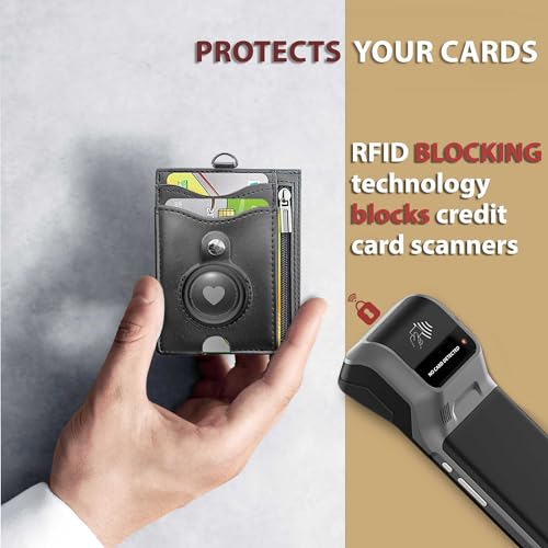 Lazy Skull Stylish and Slim Airtag Wallet - The Perfect Minimalist Cardholder with AirTag Compartment2