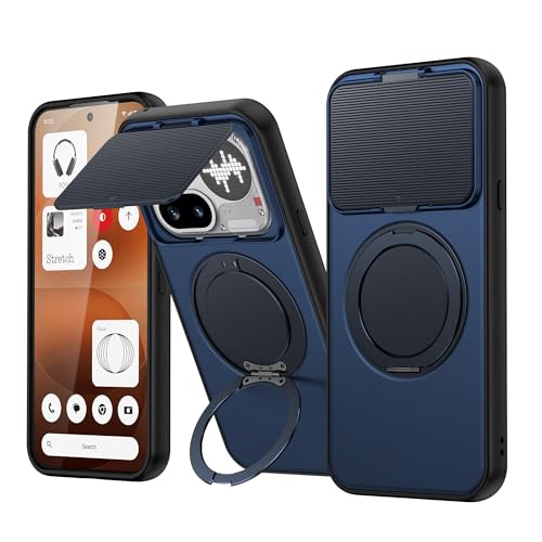 Image of Spazy Case Nothing Phone 4a Pro Back Cover|Premium Magnetic Ring Stand Case with Camera Protection Slider|360 Rotating Kickstand|Slim & Strong Grip Phone Case in Blue