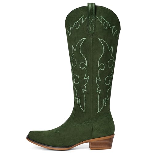 Image of Suede Cowboy Boots for Women Knee High Western Cowgirl Boots