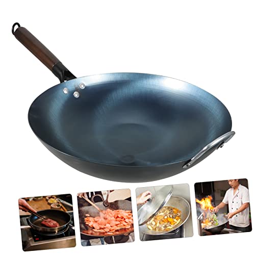Wok tradicional de hierro LIFKOME con mango ergonómico miniatura 2