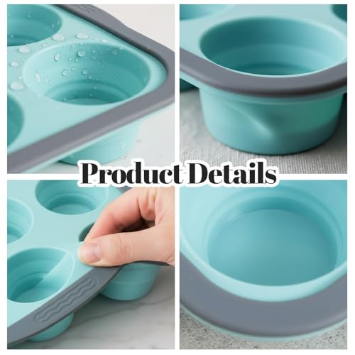 SIWOKJJO Silicone Muffin Pan for Baking with Metal Reinforced Frame, Nonstick 12 Cups Silicone Muffin Trays, Easy to Pop Cupcake Baking Pan Molds for Oven Dishwasher Safe Making Muffins, Cupcakes - Image 6