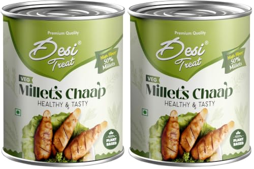 Image of Desi Treat Veg Millets Chaap | Plant-Based Protein Rich Millet Chaap | Ready to Cook Vegetarian Delight | Ideal for Curry, Tikka, Snacks & Gravy Dishes (800g Pack) (Pack of 2)