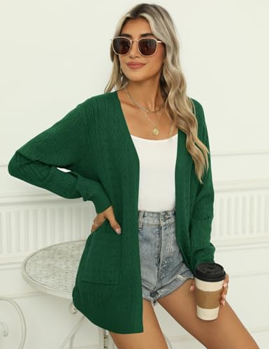 Image of LOMON Womens Cardigan Sweaters Fall Outfits 2024 Casual Lightweight Long Sleeve Cable Knit Crochet Cardigans with Pockets