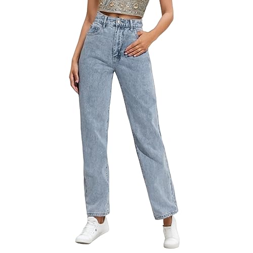 Jeans femme confortable à taille haute et pantalon large évasé fluide