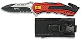 De alta calidad Albainox 19495AGR1046 - Navaja Asistida Roja Seguridad España, Mango de Aluminio, Hoja con Sierra de 8.1 cm, Incluye Punta Rompevidrio y Cutter Cinturón, Funda de Nylon, Unisex Adulto, Multicolor