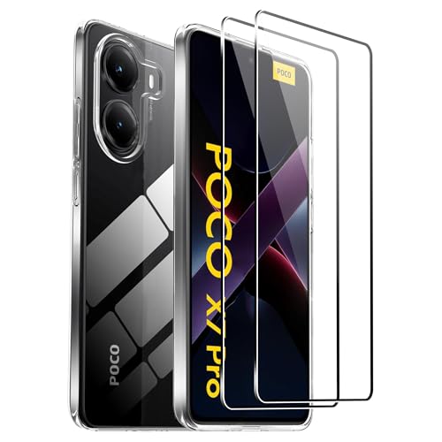 Image of for Xiaomi Poco X7 Pro Screen Protector(2 pack) Tempered Glass flim with case,9H Hardness,Anti-Scratch, Case Friendly, Bubble Free,HD Clear