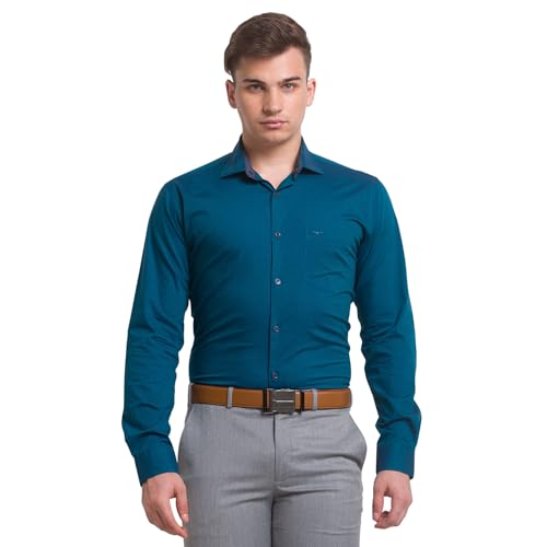 Image of Park Avenue Men's Cotton Blend Two Tone Pattern Slim Fit Cut Away Collar Full Sleeve Casual Shirt