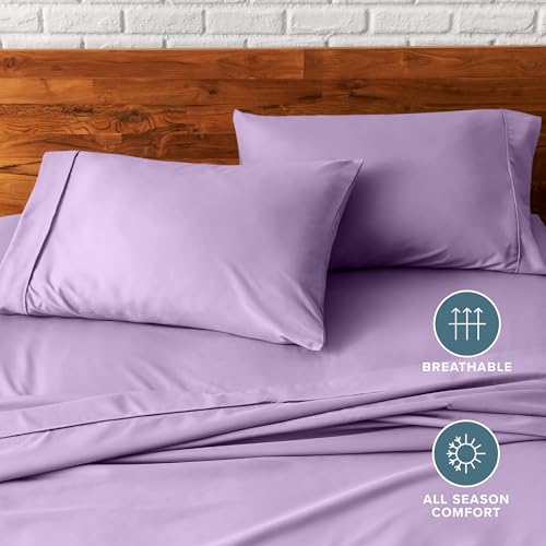 Image of Bare Home Microfiber Pillow Cases - King Size Set of 2 - Cooling Pillowcases - Double Brushed - Lavender Pillowcases 2 Pack - Easy Care (King Pillowcase Set of 2, Lavender)