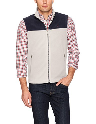 Tommy Hilfiger Men's Lightweight Polar Fleece Vest, Navy/Ice, M