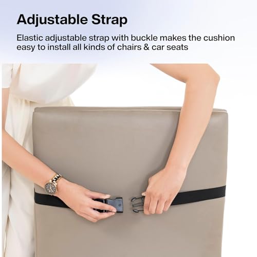 Image of Lumber Support Pillow for Office Chair & Car | Memory Foam Back Cushion for Lower Back Pain Relief | Eargonomic Support with Adjustable Strap & Washable Black Cover | Pack of 1