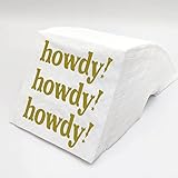 SharkBliss Howdy Cocktail Napkins, 100 Pack Howdy Paper Cocktail Napkins for Western Cowgirl Disco Last Rodeo Nashville Bachelorette Bridal Shower Table Decor | 2-Ply, 5x5' (Gold)