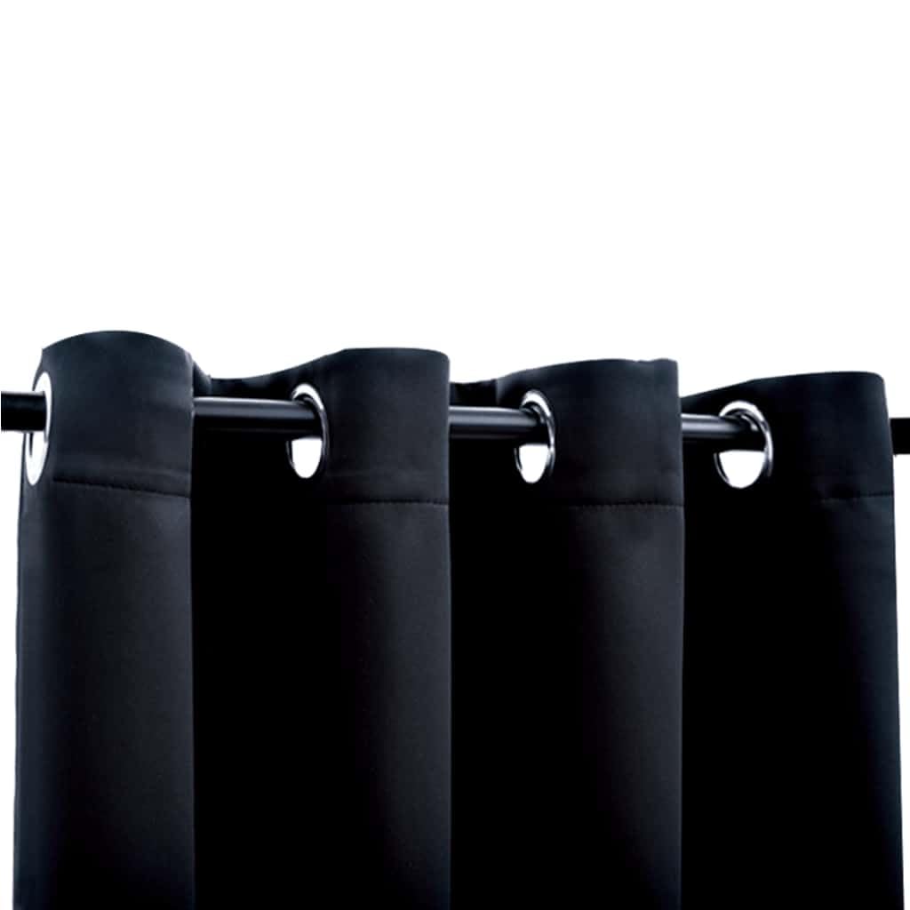 Lot de 2 Rideaux Occultants Noir 140x225 cm, Rideaux de Fenêtre Brise-Vue avec Oeillets en Métal pour Chambre à Coucher, Salon et Bureau, Tissu Polyester