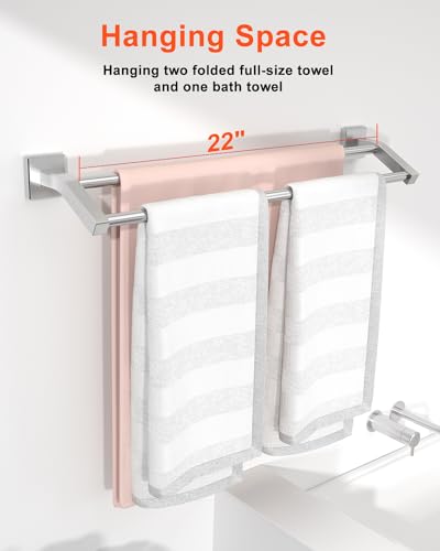 Porte-serviettes double barre contre la rouille support mural solide SUS304 61cm - 4
