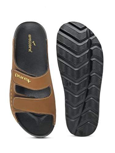 Image of URJO PURE Men's Sliders /Slippers Lightweight Super Flexible Arch Support Durable Anti Skid & Stylish Dailywear Sliders /Slippers for Men (URJO by Welcome)