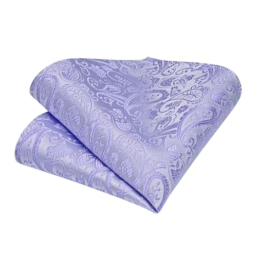 Image of DiBanGu Paisley Ties for Men Silk Necktie and Pocket Square Cufflinks Tie Clip Set Woven Classic Mens Tie for Wedding Party