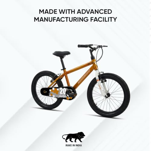 Image of ROADGIANT Showstopper, 20 T, Kids Bicycle, Single Speed, Steel Frame Cycle, Ideal for 6+ Year, Unisex, 20-inch, Dual Colour, Black (Orange)