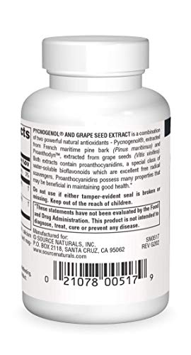Source Naturals Pycnogenol & Grape Seed Extract 50 Mg Dietary Supplement - 30 Tablets #TOP1