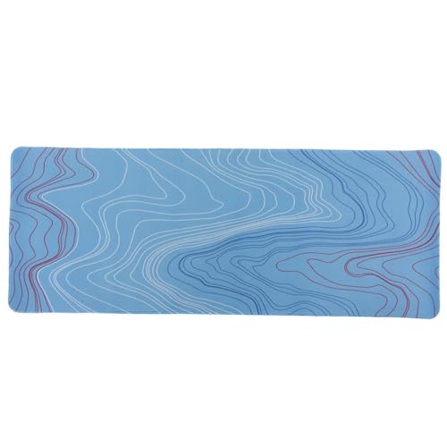 lachineuse Tapis DE Souris XXL - Style Topographique - Lignes Tricolores - Bleu - 800 x 300 x 3 mm - Déco d'Asie - Antidérapant et Résistant à l'eau - Déco Bureau - Idée Cadeau Japon Asie